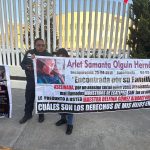Víctimas protestan en evento de Sheinbaum en Toluca